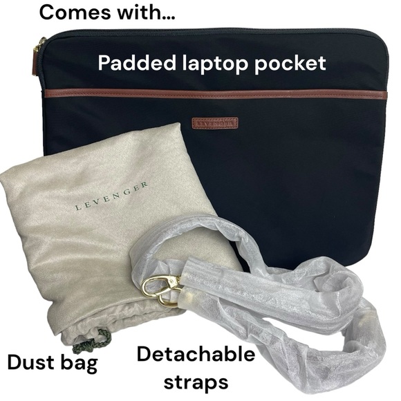 NWOT Levenger Womens Brown Leather Structured Messenger Briefbag w Laptop Case - Picture 12 of 16